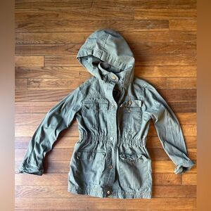C&C California girls size 12 military cargo green jacket with crochetelacedetail